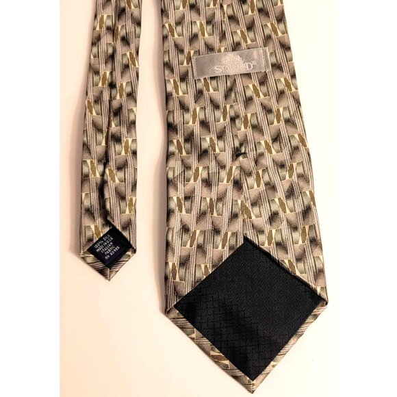 Stafford Executive Men's Silk Neck Tie With Geometric Pattern Italian Fabric - Picture 3 of 5